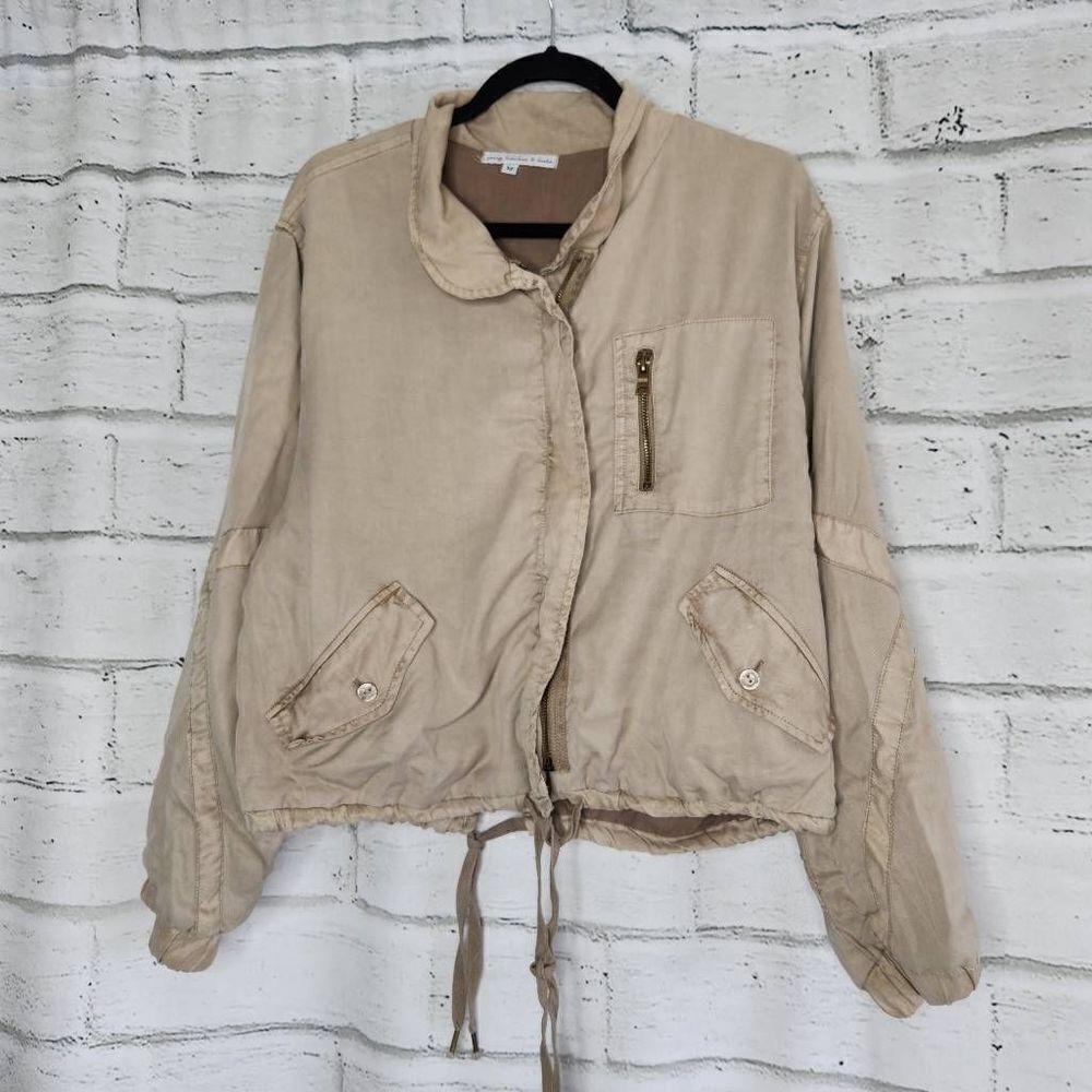 Young Fabulous & Broke Khaki Clara Drawstring Utility Jacket Bomber Full Zip M - Picture 7 of 16